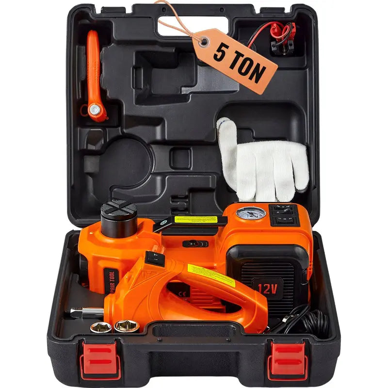 Powerful Electric Car Jack|Portable Car Lift with Built-in Inflatable Pump|Hydraulic Jack with Electric High-efficiency Impact Wrench