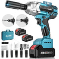 Seesii Electric Brushless Impact Wrench, Cordless Pistola De Impacto with 2x4.0 Battery, 6 Sockets, 8 Drills, 6 Screws - Ideal for Car & Home