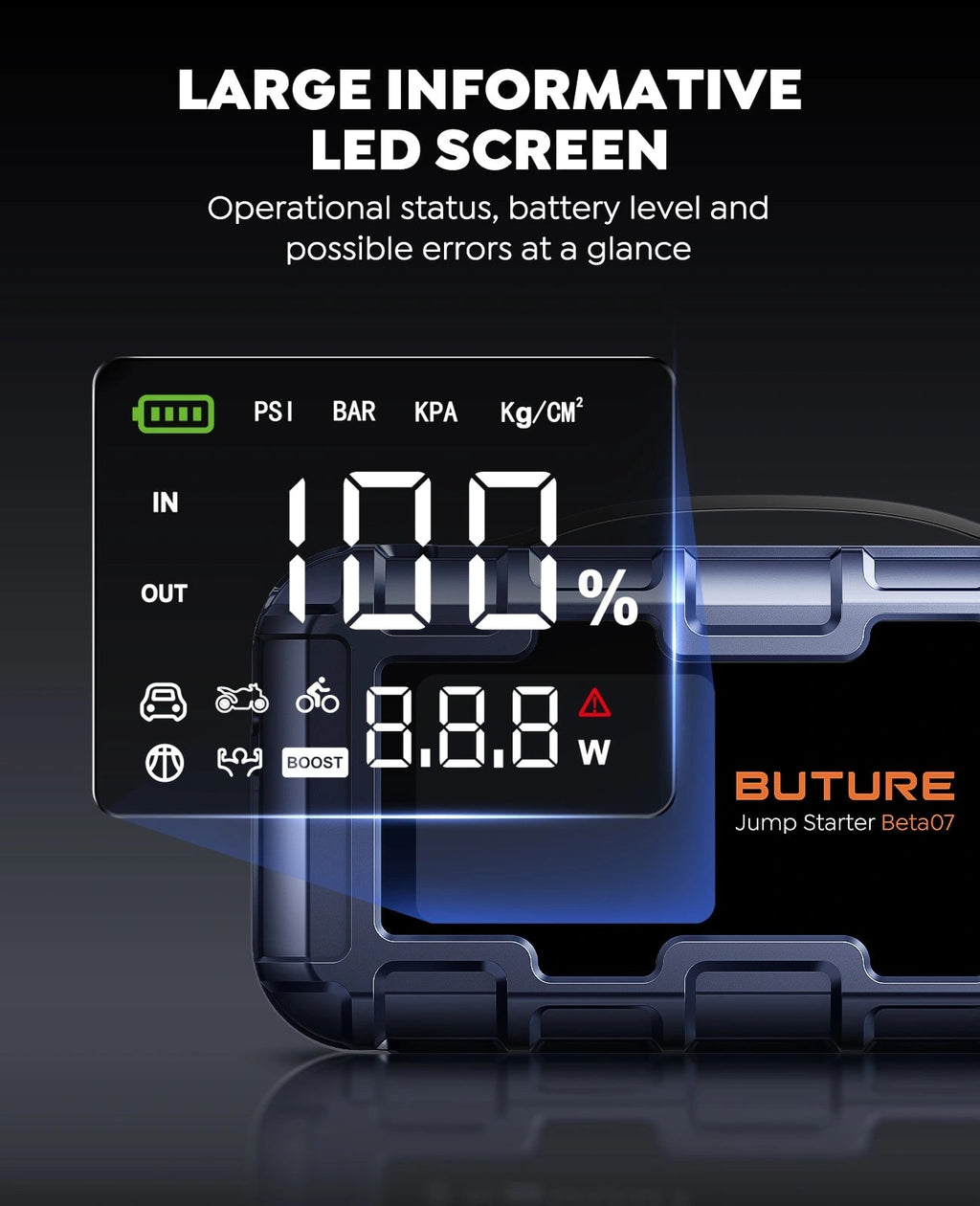 【New Arrival】Buture Beta07 Car Jump Starter 6000A With 160PSI Air Compressor